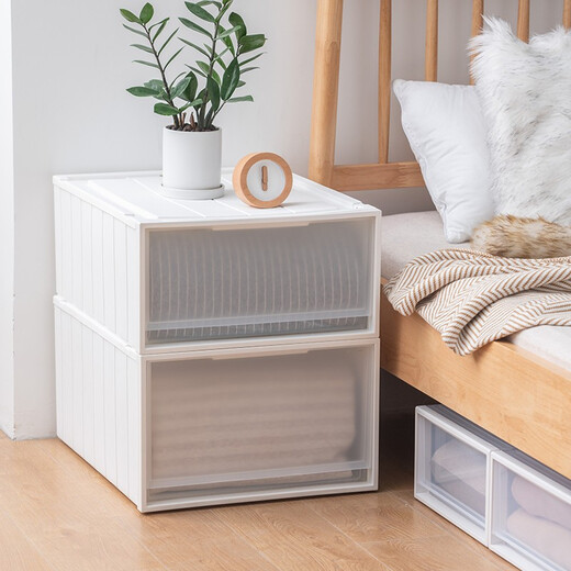 Caja de almacenamiento de espacio interactivo Tipo de cajón grande Caja de acabado Armario de ropa para el hogar Caja de almacenamiento transparente Caja de almacenamiento de plástico [20 litros] 9227 ancho 34 profundidad 44 altura 19 paquete único