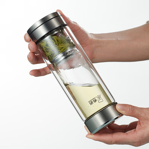 HEENOOR double-layer glass magnetic tea and water separation cup men's high-end tea cup water cup XN-7013 true color 370mL