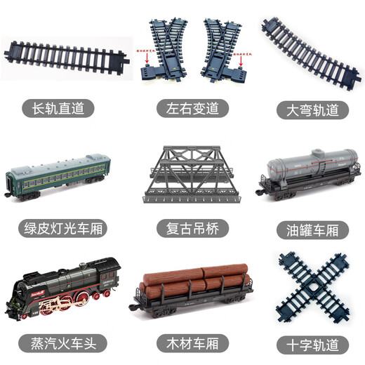 奋铭复古蒸汽火车玩具轨道配件儿童拼装补充车头车厢遥控变轨 蒸汽火车头 需要煤炭车厢带动