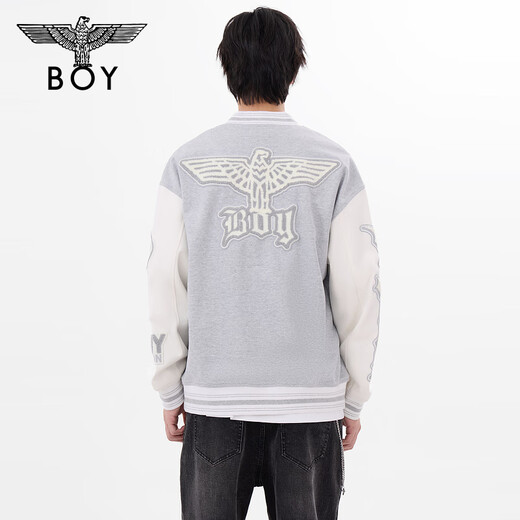 BOY LONDON秋男女同款外套学院风撞色夹克棒球服N12006 米白色 S