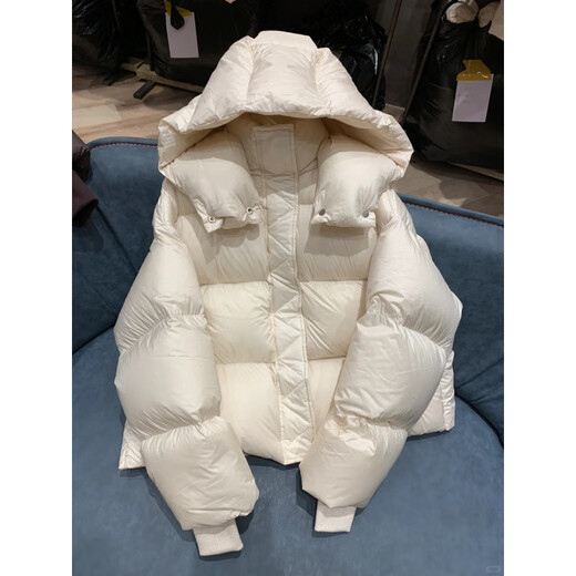 为柔波士顿羽绒服女2026年90白鸭绒泡芙龟背短款云朵加厚宽松连帽外套 白色新国标鸭绒 S (85-125斤)