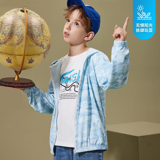 
ASK JUNIOR boys' jacket 2024 summer thin hooded children's skin hooded jacket air conditioning jacket blue 170