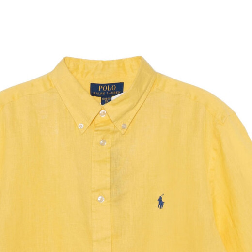 RALPH LAUREN Ralph Lauren solid color pony embroidered lapel single-breasted long-sleeved shirt yellow children's yellow S