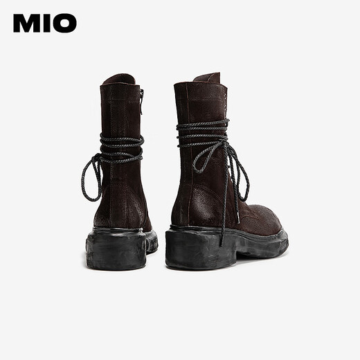 Mio [gleiches Modell in Cheng Xiao] Mio 2024 Winter Retro Britisch-Stil Dick-Soled-Martin-Stiefel coole weibliche Mittelröhrchen Stiefel Ton 37