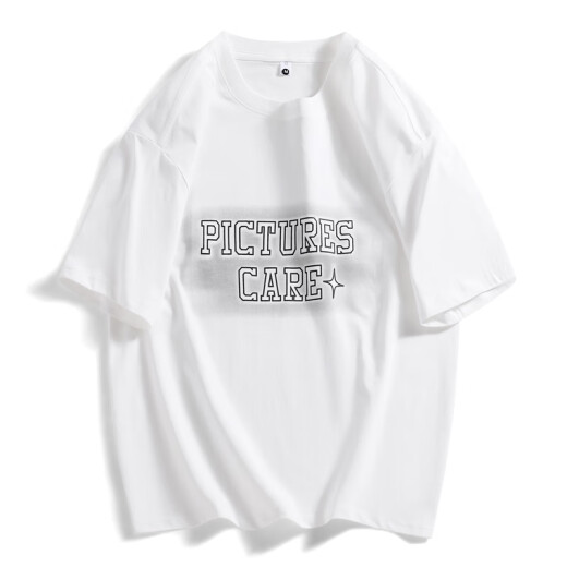 Una camiseta pura de manga corta para la marca de moda de hombres retro estadounidense de verano de verano de verano para hombres White M White M