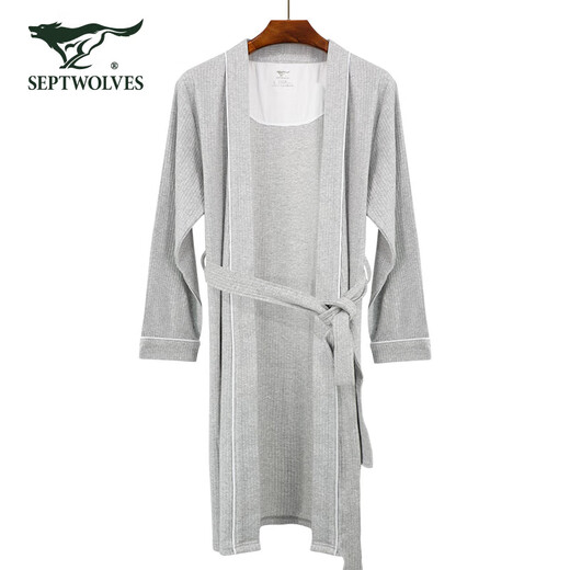 Septwolves pajamas men's pure cotton men's home clothes cotton long bathrobe men's bathrobe pajamas
