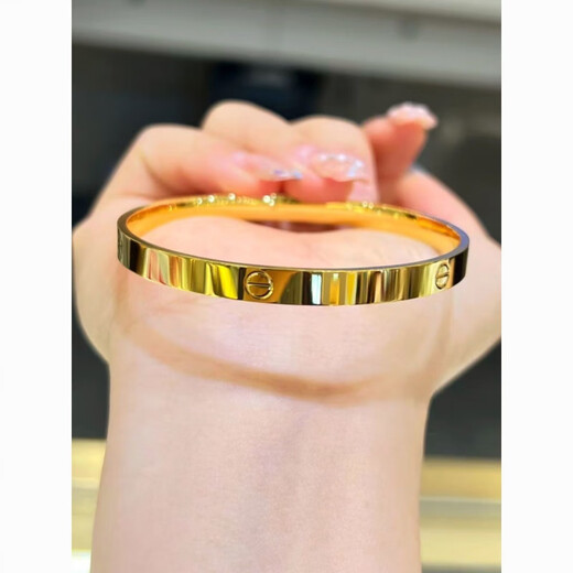 KZD Old Phoenix Gold Store Model Yellow I Gold Glossy Bracelet Women's 999 Pure Gold Pure Silver Solid Pure Gold Silver Bracelet Free Silver Bracelet Free