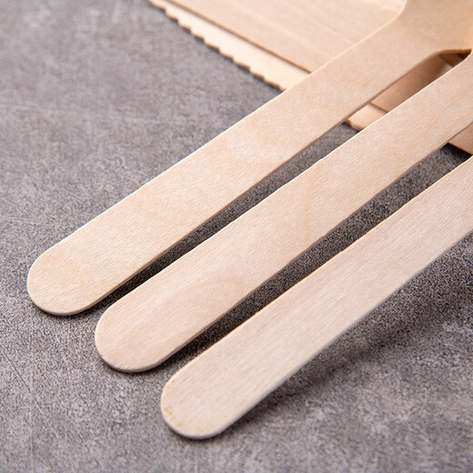 Nuoxian disposable degradable wooden knife and fork spoon wooden spoon fork knife tableware Western dessert fruit fork bamboo 16cm disposable fork 100 pieces