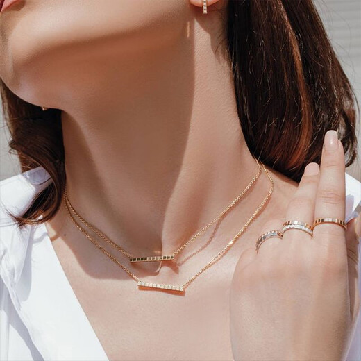 Chopard star's same style small ice cube 18K gold diamond necklace couple's same style New Year's gift for men and women official authentic 18K rose gold half diamond 38-42cm