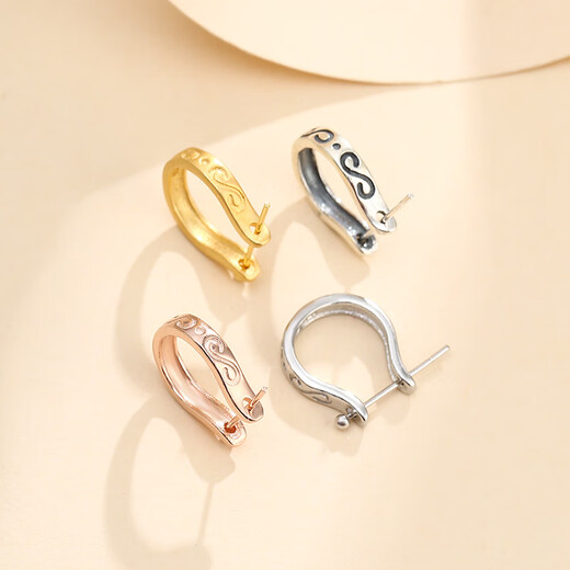 Fat Donglai same style pendant 18k gold buckle head 925 silver DIY accessories Jade buckle Buddha male buckle necklace buckle Glossy white gold medium clip distance 6* clip thickness 5.5