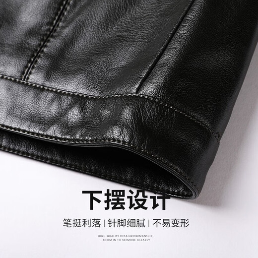 SHANSHANPU leather jacket men's winter new windproof and warm men's leather jacket anti-wrinkle wear-resistant men's lapel jacket black M /170
