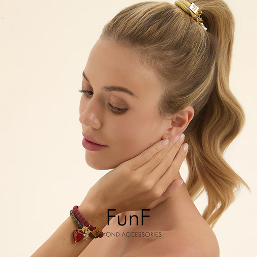 Yingtang FunF/Lefenqi celebrity style elastic band hair rope headband high ponytail women's hair band fun buckle hair fun buckle hair rope (blue sea sound)