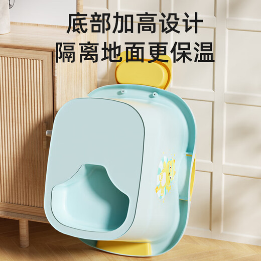 奔麦宝宝洗澡桶儿童泡澡桶婴儿浴桶可坐洗澡盆大号游泳桶小孩家用保温 中号(感温)米+花洒+转转乐