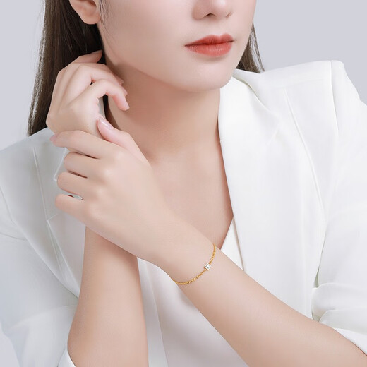 Chao Acer Zhi Jian 18K gold diamond bracelet for women, versatile side chain for girlfriend’s birthday gift C chain length is about 16cm + extension chain