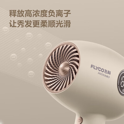 FLYCO Hair Dryer, Soft Air Negative Ion Constant Temperature Hair Care, Household Hot and Cold High Air Volume Fast Drying Hair Dryer, Smart Screen Display Gift for Girlfriend FH6369 Normal Pack
