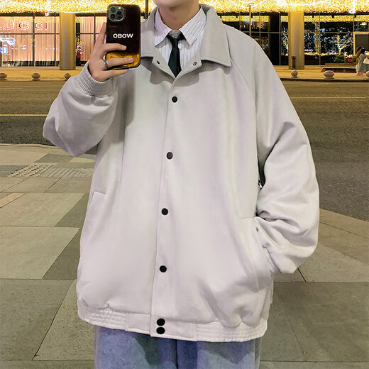 Pinsula Paul (Dingfengbaoluo) Jacke Herrenherbst und Winter lässig losen trendy Wildleder Top American Baseball Uniform YM9921M Aprikose 2xl