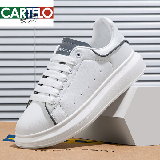 Katile Crocodile McQueen schwarze Schuhe dicker alleiner Daddy Schuhe Herren lässige Hochschuhe Frauen schwarze Arbeiterschuhe 2025 Sommer weiße Schuhe Männer 898 Plus-Flange-Baumwollschuhe weiß und schwarz [Mequeens.Min 39