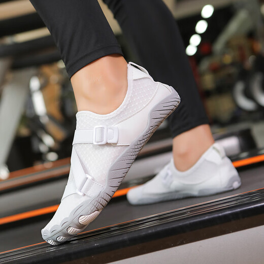 He Yangyu deadlift shoes, super non-slip indoor fitness shoes for men and women, jump rope shoes, yoga Pilates, barefoot comprehensive training shoes, deep B1001 white, non-slip shock absorption, 35 standard sports shoe size