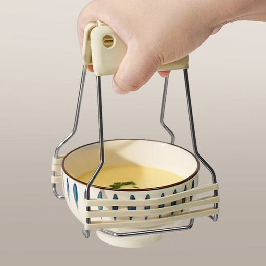 RSRDDY anti-scalding bowl clamp, stainless steel plate grab bowl clamp, tray clamp, anti-slip steamer steamer clamp, gray and white anti-scalding two-piece set