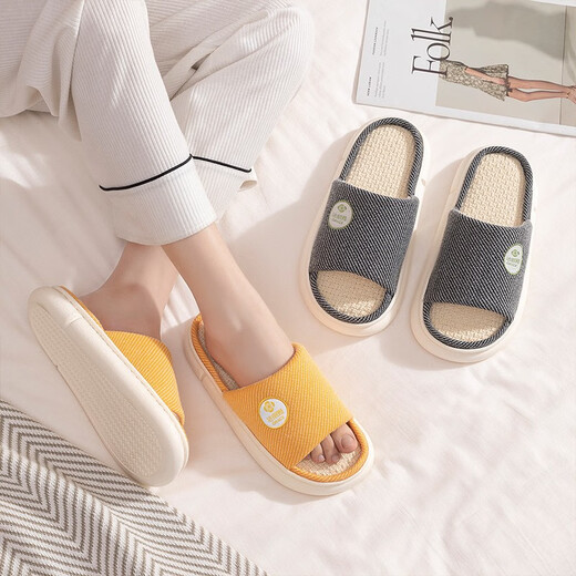 Jieliya-Leinenruhrschuhe für Frauen im Sommer im Sommer und zu Hause nicht rutschfeindliche, atmungsaktive Vier-Jahreszeiten japanische Baumwollwäschelrussschuhe für Männer Sommer Pink 38-39 (geeignet für Größen 37-38)