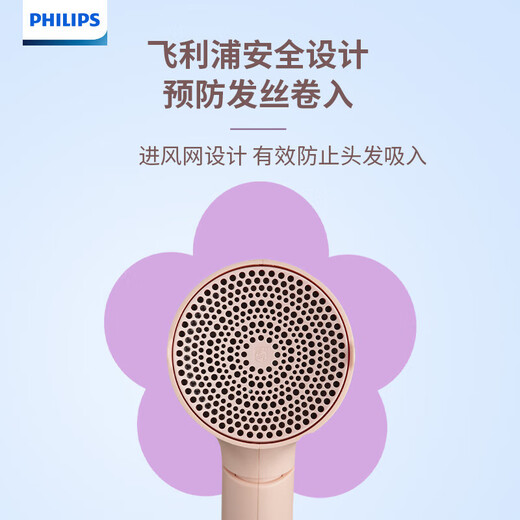 Philips (PHILIPS) hair dryer household hair dryer constant temperature nozzle hair care high-power quick-drying dryer surging air volume foldable body shiny and smooth air intake safety design birthday gift negative ion hair care BHD378