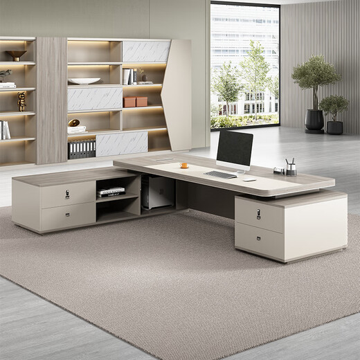 Guiqiu Boss Desk Desk President Desk Simple Modern Panel Executive Desk Supervisor Desk Single General Manager Desk and Chair Combination Total length 2 meters Boss Desk + Luxurious Double Side Cabinets