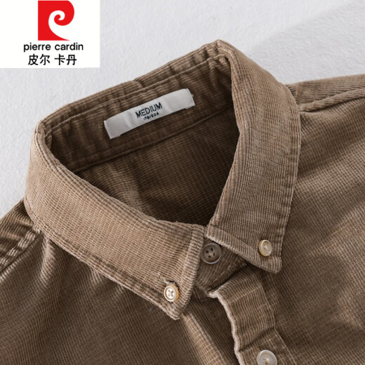 
Pierre cardin spring and autumn plus velvet long-sleeved shirt men's corduroy jacket thickened loose casual velvet cotton shirt solid color top 9755 - light gray regular XL [135Jin [Jin equals about 0.5 kg]]