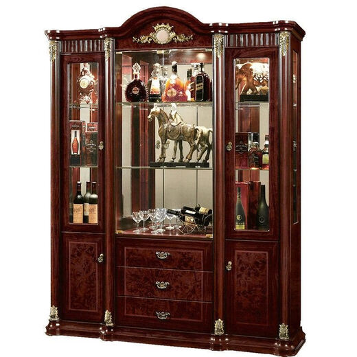 Zhen Yiju Vitrina de Vino de Estilo Europeo, Sala de Estar de Lujo de Alta Gama, vitrina con Puerta de Vidrio montada en la Pared, vitrina de Vino Tinto, aparador, gabinete Decorativo, gabinete de Comedor, marrón rojizo Oscuro 897# 1,35 Metros