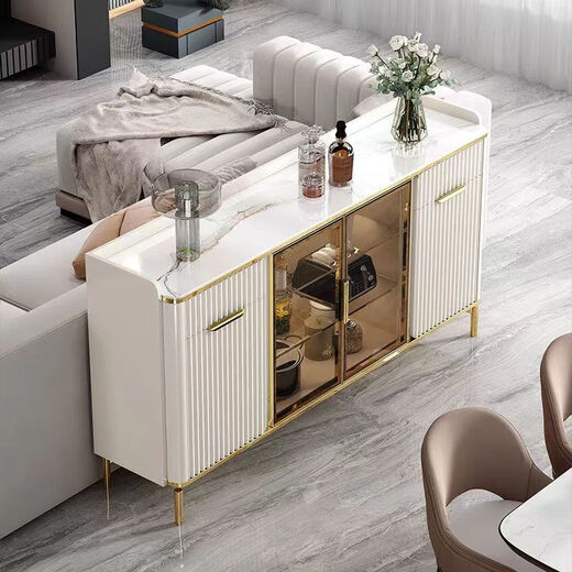 Mikeyou (Mikeyou) rock slab sideboard integrated narrow modern simple household tea cabinet wine cabinet storage cabinet wall cabinet living room sideboard Xingfubai 80*40*95 rock slab desktop Master installs on doorstep