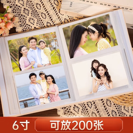 Oulivan Travel Large Capacity Family Record Book Interstitial Children's Photo Gallery Baby Growth Album Graduation Memorial Photo Book (100 6-inch plastic)-Ping Anxiele