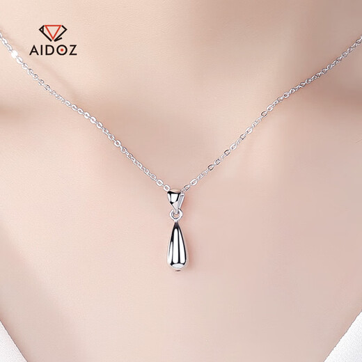 Aido Diamond Platinum Water Drop Pendant Women's Fashion pt950 Platinum Small Fresh Necklace Gift for Girlfriend Water Drop Pendant 1.1-1.3g + Delivery Silver Chain