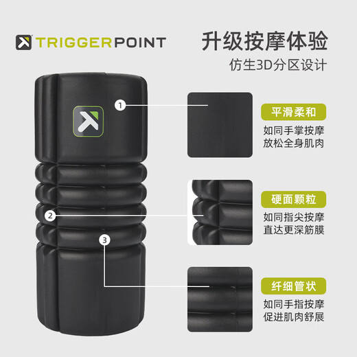 
TRIGGERPOINT imported foam roller muscle relaxation mace floating point fascia massage stick exercise recovery hollow yoga column black travel/about 26cm hollow model/soft and moderate soft and hard