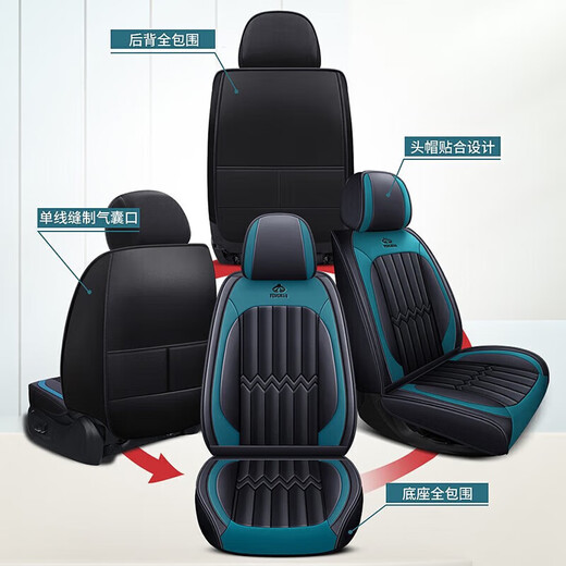 Wujie Peugeot 408x 508l 408 5008 2008 301 308 307 dedicated seat cushion fully enclosed seat cover Full leather model - Classic black - Deluxe version Peugeot dedicated/5-seat whole vehicle