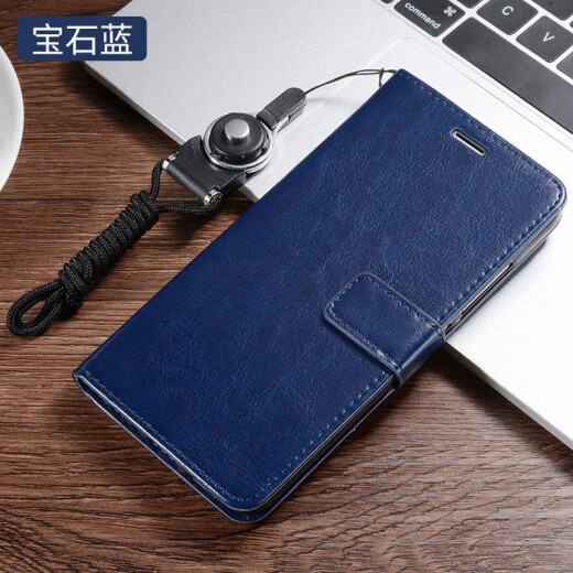 CURRY Redmi 8a mobile phone case Xiaomi note8pro protective flip leather case redmi8 soft shell all-inclusive anti-fall wallet style silicone card for women [Redmi note8pro] sapphire blue + tempered film + lanyard