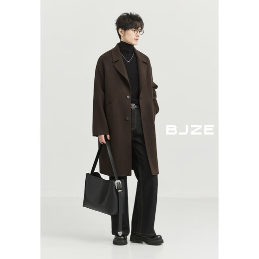 Earl Zoer en laine fixe Mateau de laine double face pour manteau de mi-longueur masculin 2024 Automne et hiver Nouveau style pluie gris XL 180