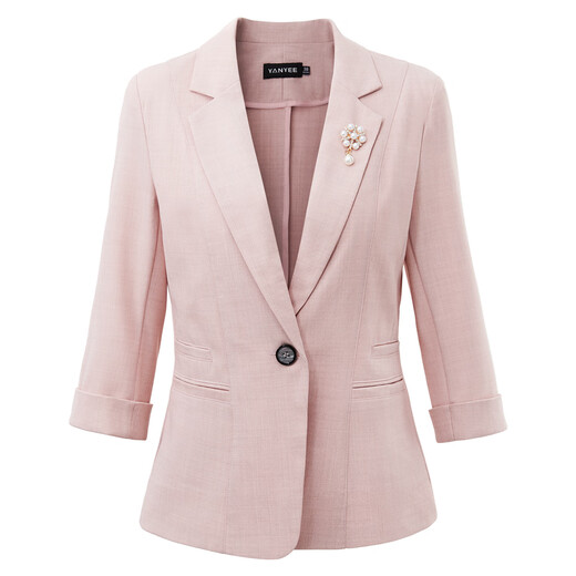 Yanyu Fashion Blazer Women's 2024 Summer Suit Simple Temperament Commuting Professional Thin Suit Pink 1 L/40
