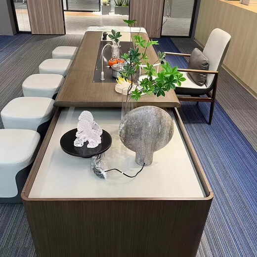 Kong Qiu Mingge New Chinese Style Desk Boss Desk and Chair Combination Solid Wood Atmosphere CEO Desk Ash Wood Executive Desk Office Furniture 2.4 Meter Desk (Ash)