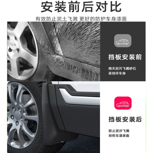 上山豹2024款红旗EH7挡泥板原厂款前后轮软胶挡泥皮汽车改装配件用品 2024款 690 Pro荣耀版 软胶(四片装)