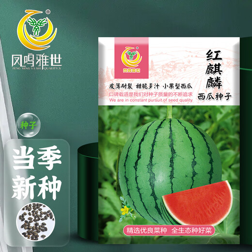 Fengming Yashi early-maturing greenhouse seeds for all seasons thin-skinned gift watermelon seeds pink-flesh red unicorn watermelon seeds 50 capsules