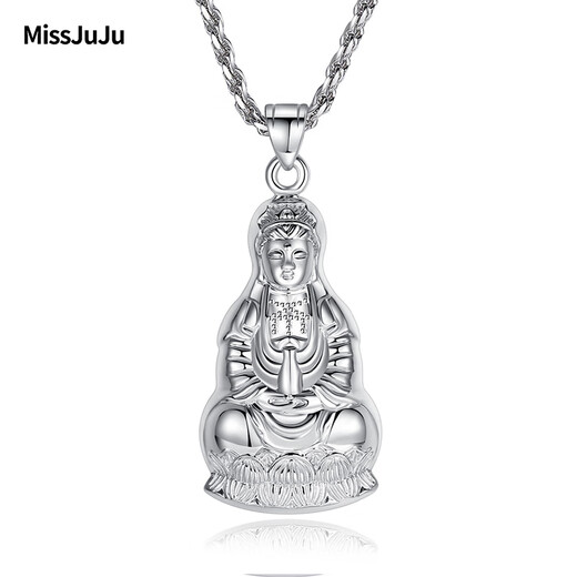 Miss JuJu pt950 platinum Guanyin pendant for men, platinum large tag, Guanyin Bodhisattva pendant for women, necklace not included, pendant height 15mm, width 7mm, weight 1.0-1.2g