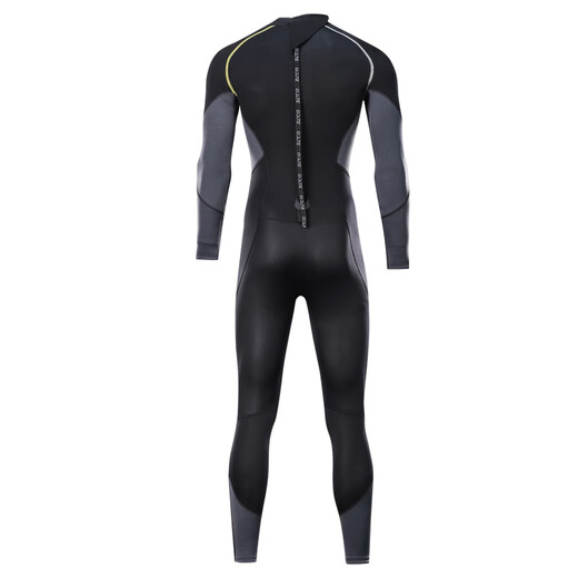 ZCCO wetsuit men's thickened warm snorkeling one-piece long-sleeved jellyfish suit anti-cold winter swimming wetsuit new 3MM black gray M