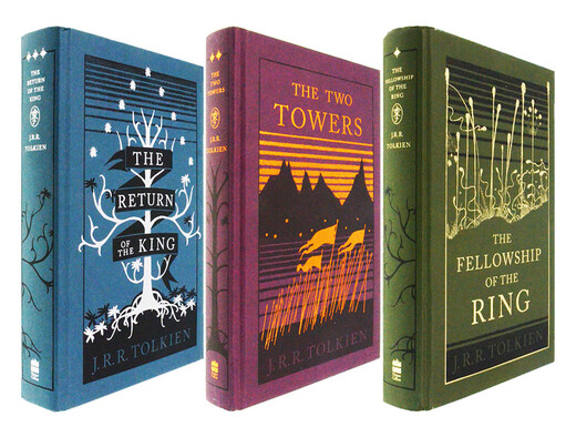 The Lord of the Rings 3 volumes original English novel The Lord Of The Rings gold/silver/copper foil cover hardcover edition The Lord of the Rings trilogy J. R. R. Tolkien English version