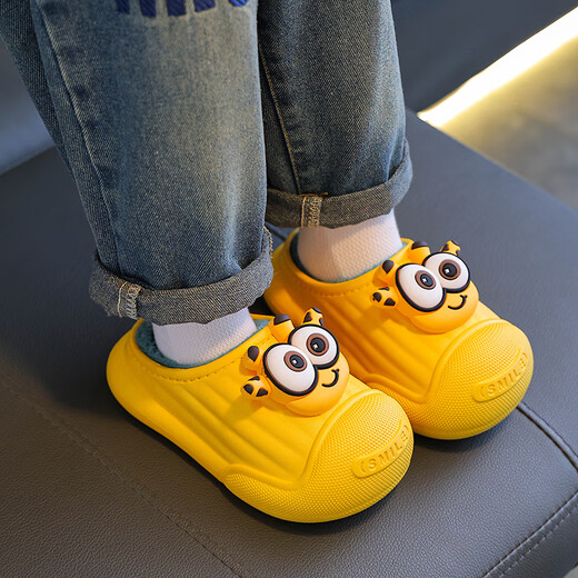 Hafeizhu Children's Cotton Slippers Winter Bag Heel Boys Girls Princess Indoor Waterproof Warm Anti-Slip Baby Parent-child Home Shoes Brown (Slippers) 32-33 Sizes Inner Length 19CM