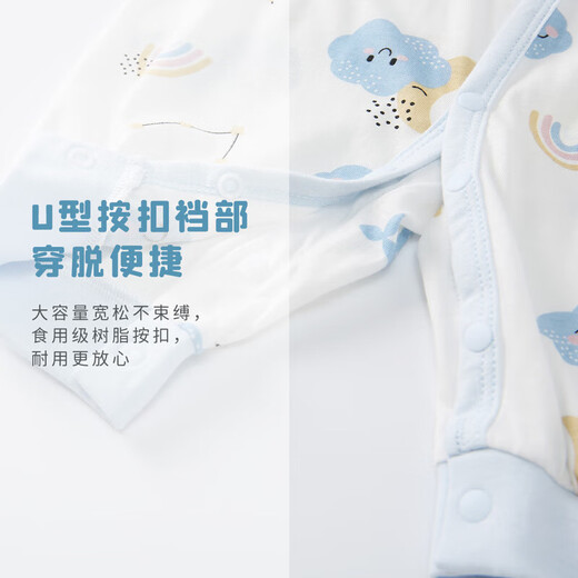 Shubeiyi Vêtements de bébé 2 pièces en coton pur manches longues mince-grenouilles nouveau-né la lune bébé ha-wear un an rampant costume bleu 66