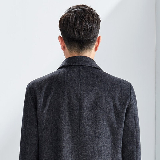 Hongdu Mantel Herrenmitte Länge Lteckschnalle Klassiker Geschäfte Casual Middle Middle and ältere Herren Wollmantel Grauer Streifen EL3003-1 M 170/88A