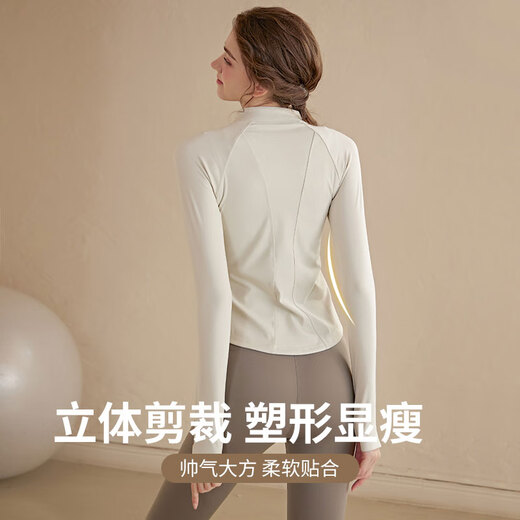 Freestyle double zipper stand collar yoga clothing jacket women's long-sleeved sports top slimming running and cycling spring and autumn fitness clothing