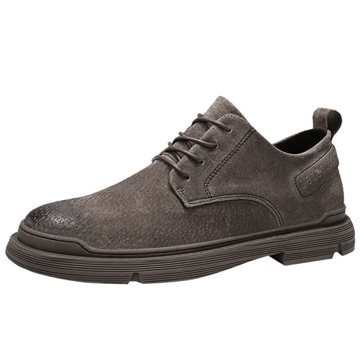 Kaliding 2021 summer casual leather shoes for men British matte leather low top shoes Martin boots fur fur back leather men's shoes Khaki 40 standard leather shoe size