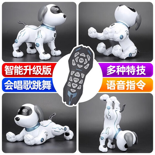ToyleFun intelligent machine dog remote control children's toy programming dog walking stunts boy electronic mechanical dog blue classic smart dog dual electric configuration [one more rechargeable battery]