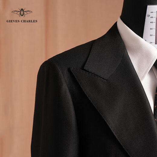 GIEVES CHARLES 1881 Italian worsted wool fabric Royal Casino black night handmade business suit Royal Casino 46