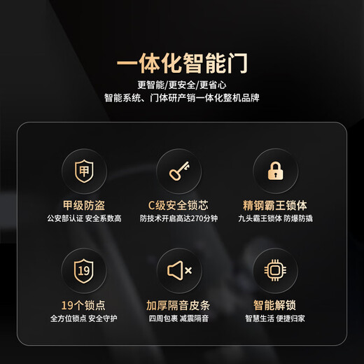 欧帝乐（OUDILE）加厚甲级防盗门入户门+防撬防爆进户门别墅大门子母门+智能指纹锁 问智S9 人脸锁 2150*1050/2250*960